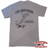 Cave Adventurers Jackson Blue Map T-Shirt *Grey*